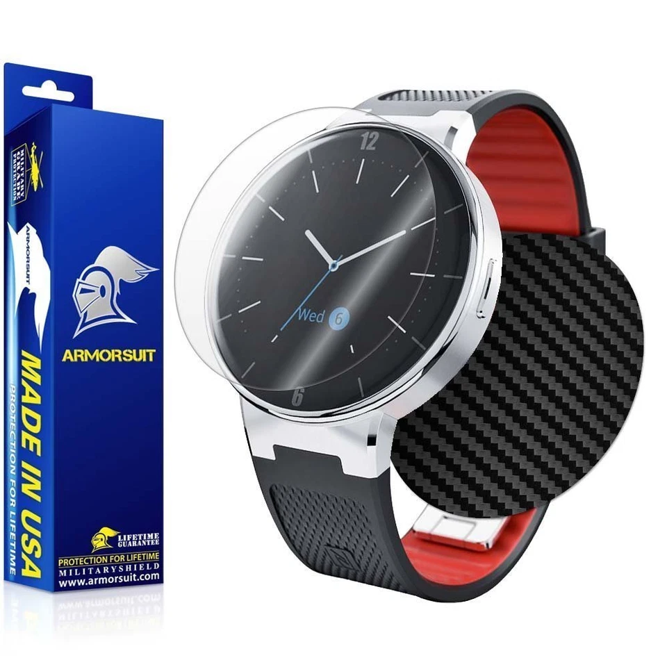 ArmorSuit MilitaryShield Alcatel Onetouch Smartwatch Screen + Black Carbon Skin - Image 1 of 4