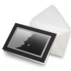 Greetings Card (Black) BW - Water Meeting Amazon River Brazil  #41917