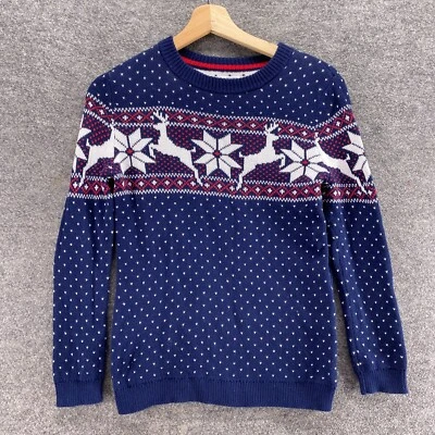 Crown & Ivy свитер пуловер для мальчиков S маленький синий геометрический вязаный ворота хлопок - Изображение 1 из 4