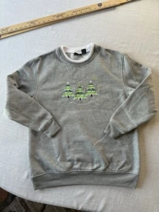 Vintage Christmas Sweatshirt Women Medium (10/12) Christmas Trees Ugly Christmas - Picture 1 of 7