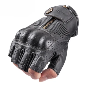 Motorcycle Gloves Half Finger Leather Moto Cycling Fingerless Gloves Tactical - Picture 1 of 24
