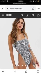 Wolf & Whistle Fuller Bust Exclusive Eco High Leg Swimsuit In Snake Print - Picture 1 of 5