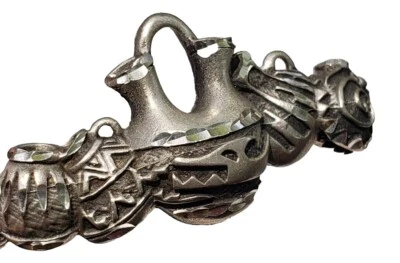 Vintage Pewter Cuff Bracelet Native American Wedding Vase Pottery Baskets Jars - Image 1 of 4