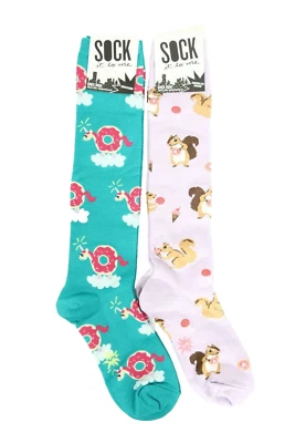 Sock It To Me Knee High Socks NEW Squirrel Unicorn Donut Novelty Print roller - Image 1 of 4
