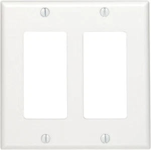 Leviton 80409-W Decora GFCI 2Gang Wallplate Faceplate Thermoset White Pack of 25 - Picture 1 of 6
