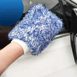 Ultraweiche Korallenfleece Autowaschhandschuhe Mikrofaser Auto Detailing Tools blau x2 - Bild 1 von 5