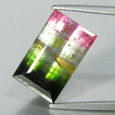 10.34Cts Amazing Natural Bi-Color Tourmaline Baguette Cut Loose Gem Ref VIDEO - Image 1 of 4
