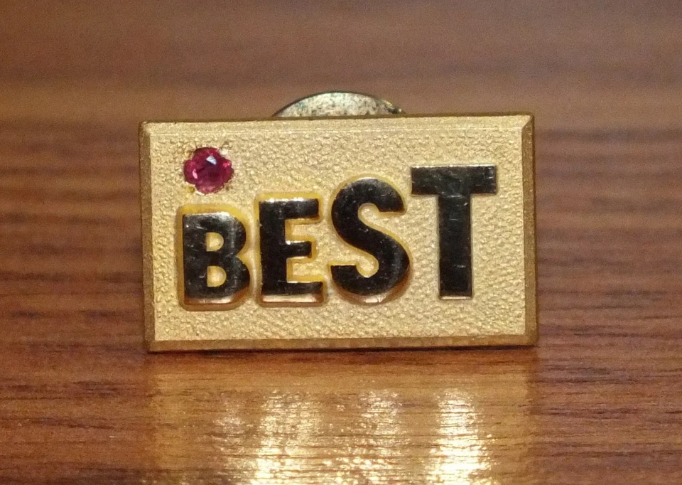 Unbranded Gold Tone "BEST" Small Collectible Pin with Red Ruby Stone *READ* - Image 1 of 4