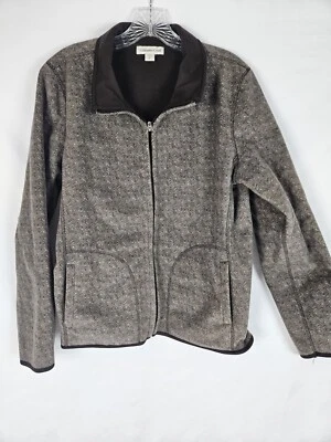 Chaqueta forrada de vellón con cremallera completa marrón espiga Coldwater Creek para mujer talla grande Foto 1 de 4