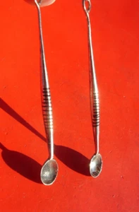 Niger Tuareg hand engraved fine SPOON earrings with stripes - L60 mm - Picture 1 of 7