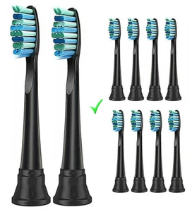 10Pack Toothbrush Heads ONLY Compatible with Mitimi S2 / YUNCHI Y7 (black/white) - Picture 1 of 1