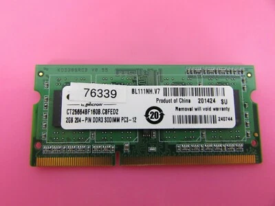 Crucial CT25664BF160B 2GB DDR3-1600MHz SODIMM Non-ECC Laptop RAM 204-pin Memory - Image 1 of 2