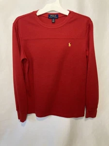 Polo Ralph Lauren Sweater Boys Size L 14-16 Red Cotton Knit Crew Neck - Picture 1 of 8