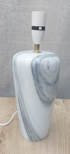 Vintage Marmor Tischlampe schwer natur geädert weiß & grau Lampenfuß - Bild 1 von 14