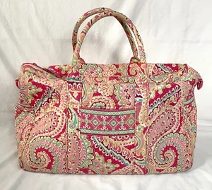 Vera Bradley Large 19” Quilted Overnight Weekend Tote Bag Pink Paisley - Picture 1 of 10