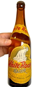Antike beschriftete White Rock Quellwasser voll & versiegelt Waukesha Wisconsin Flasche - Bild 1 von 22