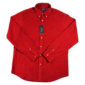 Polo Ralph Lauren Shirt Mens L Red Classic Fit Corduroy Button Down Logo $125 - Picture 1 of 11