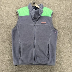 Chaleco Suéter Vineyard Vines Para Hombres M Azul Verde Vellón Cremallera Completa Informal Exterior - Imagen 1 de 11