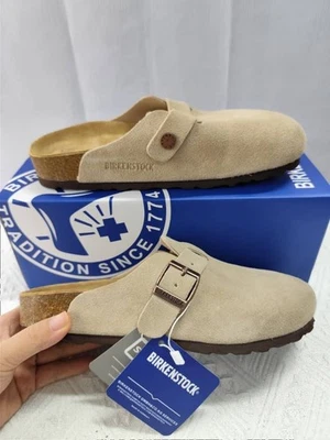 Birkenstock Boston Suede Leather Clogs Sand Beige Unisex  All Sizes Original - Image 1 of 4