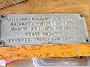 Vintage 1965 Chicago Burlington Quincy Eisenbahn Aluminium Vertrauensplatte - Bild 1 von 2