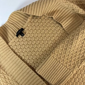 Talbots Women’s Open Front Textured Knit Cardigan Sweater Tan Size L - Picture 1 of 12