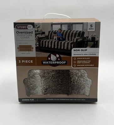 Smart Fit Oversized Waterproof Furniture Protector 3 Piece Cover Sofa Ombre Fur - Image 1 of 4