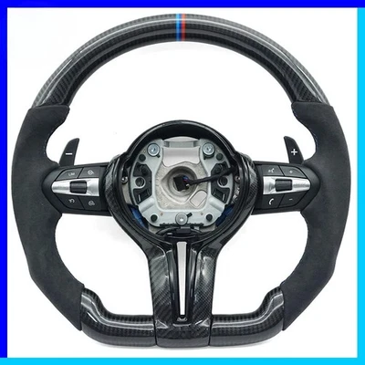 For BMW F30 F32 F10 F20 F07 F01 E46 E60 E90 M3 M4 M5 Carbon Fiber Steering Wheel - Image 1 of 4