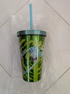 Rick and Morty Green Portal Tumbler 16oz BPA-Free Travel Cup with Straw | NEW - Picture 1 of 7