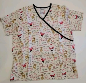 Rudolph das Rentier mit der roten Nase Scrub Top Weihnachten Santa Poly Baumwolle Größe M - Bild 1 von 6