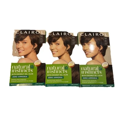 PACK 3 Clairol Natural Instincts 5A Color de cabello semipermanente marrón frío medio Foto 1 de 4