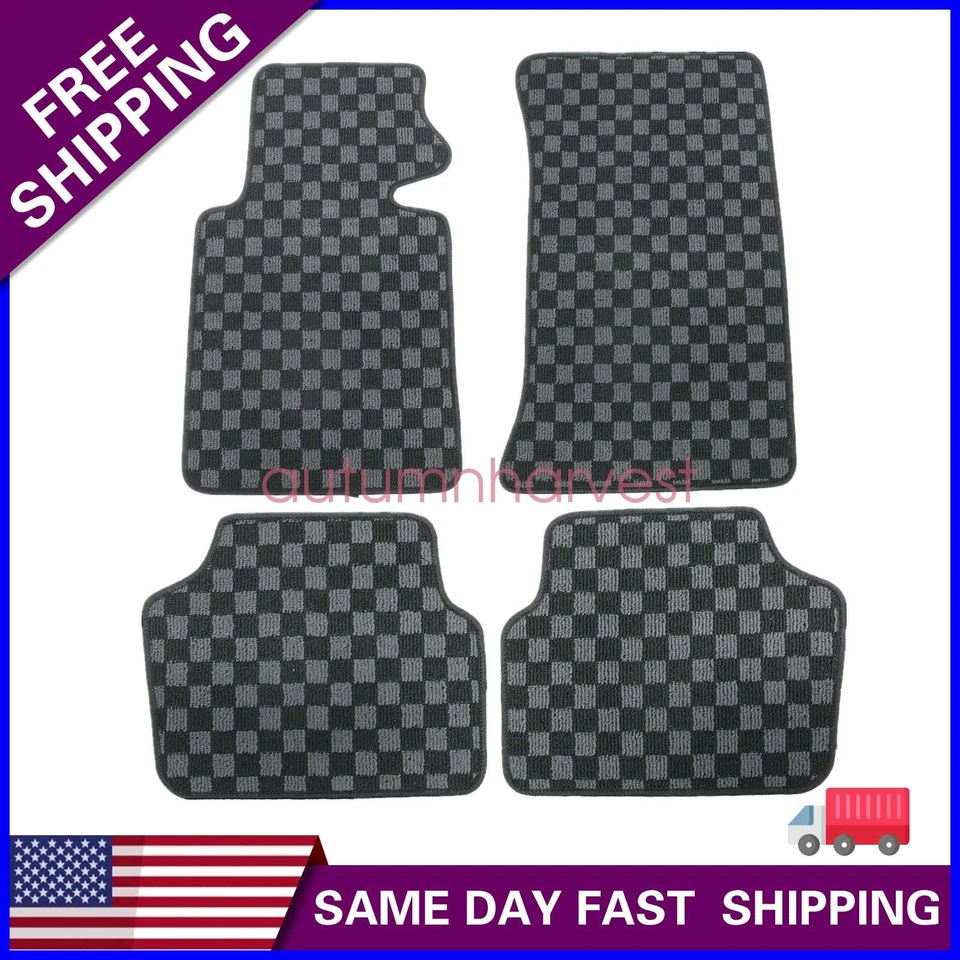 Alfombrillas alfombrillas bandera delanteras y traseras a cuadros para BMW E46 serie 3 1999 a 2006 Foto 1 de 4