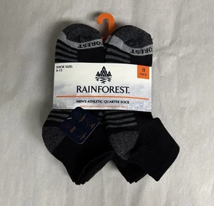 New Rainforest Socks Men’s 8 Pair Black & Gray Casual Athletic Quarter Socks - Picture 1 of 13
