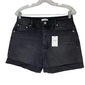 Forever 21 Black Denim Rolled Cuffed 3" Shorts Size 29 Women’s NEW - Picture 1 of 10