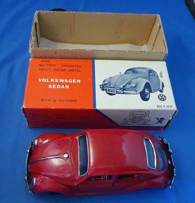 Vintage Bandai 1960s 4049 Red Volkswagen VW Beetle Toy w/ Original Box - Image 1 of 4