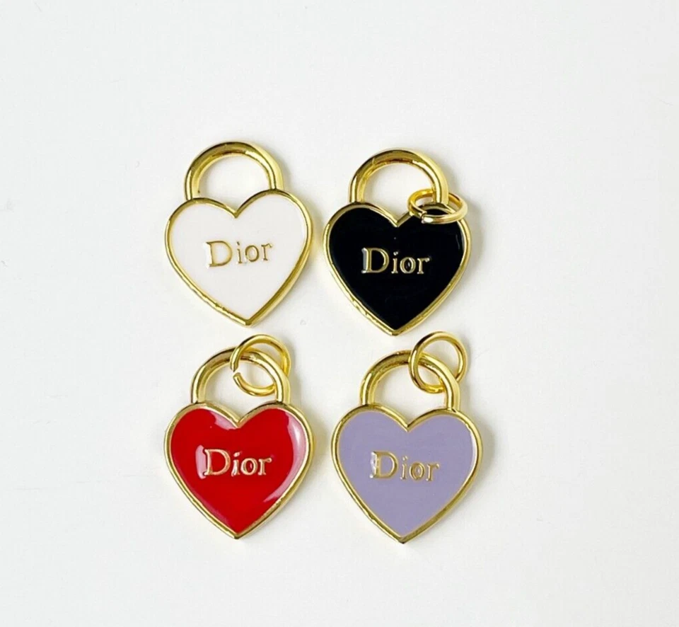 Designe Gold Metal Zipperpull Heart Pendant | Bundle of 4 Red Purple Black White - Image 1 of 1