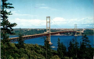Postcard Tacoma Washington Narrows Bridge Tacoma To Olympic Peninsula Vintage - Picture 1 of 2