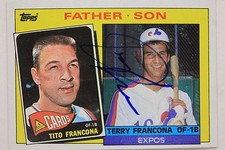 Tito & Terry Francona Father Son Autographed 1985 Topps #134 Signed Card 16L