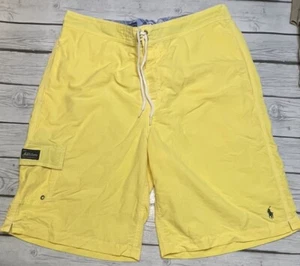 Bañador corto vintage Ralph Lauren Polo talla MED amarillo forrado largo - Imagen 1 de 9