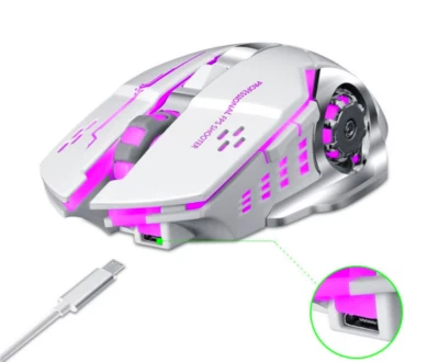 Bluetooth Raton inalambrico para PC Ordenador Juegos recargable, con luz LED - Image 1 of 4