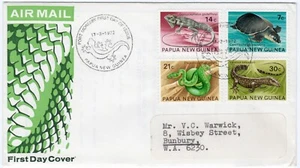 1972 PNG FDC - Reptiles, Fauna Conservation - Set Of Four Stamps - Picture 1 of 2