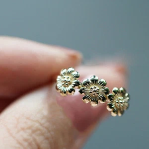 Retro Sonnenblume Figur Ring Vintage Floral Accessoire Vorschlag Hochzeit Schmuck - Bild 1 von 12