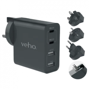 VEHO TA-45 MULTI REGION UNIVERSAL USB CHARGER PLUG ADAPTER BLACK - VAA-700-TA45 - Picture 1 of 1
