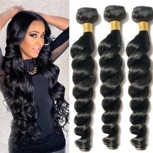 Brazilian(Loose Wave) 300g 3Bundles Virgin 100% Human Hair Weave Weft Extensions - Picture 1 of 8