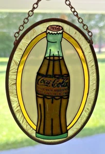 Vintage 1997 Coca Cola Company Hand Painted Glass Bottle Window Sun Catcher 4.5” - Picture 1 of 5