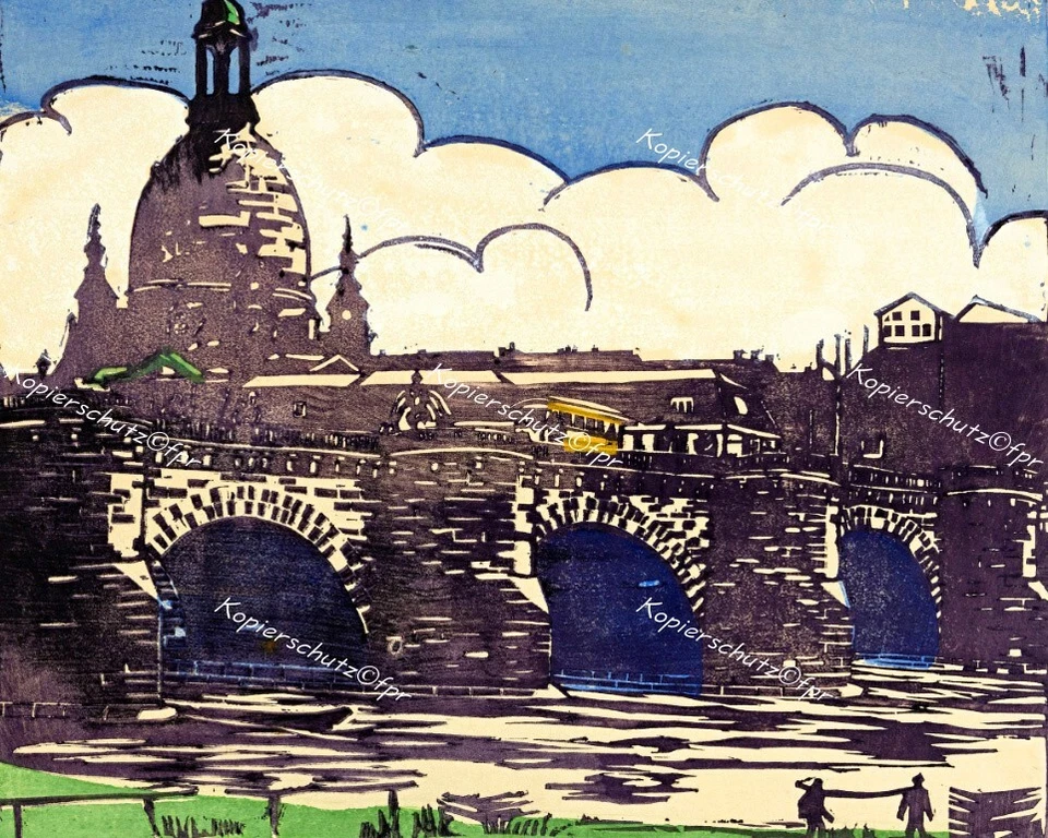 Ernst Ludwig Kirchner Dresden Augustusbrücke Brücke Frauenkirche Expressionismus - Bild 1 von 1