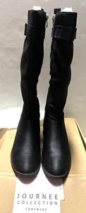 Mujeres Nuevas Botas Planas Colección JOURNEE Negras Cremallera Lateral/Con Hebilla Talla 9 M - Imagen 1 de 7