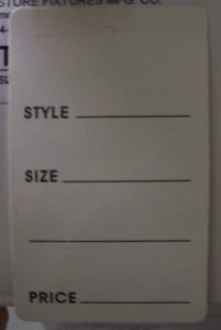 Store Fixture 1000 NEW MERCHANDISE STOCK TAGS WHITE NO STRING 3" T x 1.75" W - Picture 1 of 1