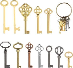 12PCS Universal Hollow Barrel Skeleton Keys for Vintage Furniture & Locks - Picture 1 of 12