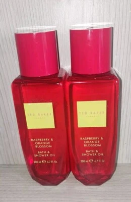 Ted Baker designer raspberry & orange blossom body and Shower Oil 200, X2 - Image 1 of 2