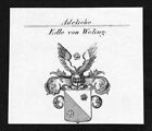 Approx. 1820 Weling Emblem Nobility Coat Of Arms Copperplate Antique Print